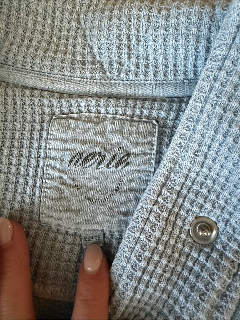 aerie Light Blue Set: Snap-Quarter Pullover Sweatshirt and Wide Leg Sweatpants - Picture 7 of 11